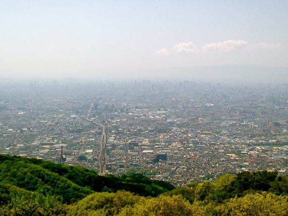 The view of Osaka from the top of Ikoma mountain
